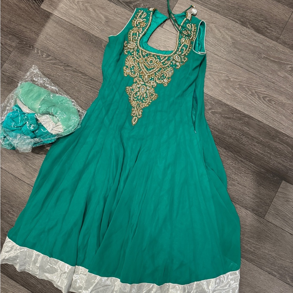 Elegant Green Embroidered Dress
